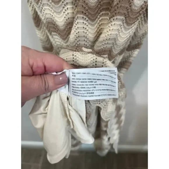 Hollister Crochet Knit Neutral Chevron Boho Festival Midi Dress Size XS - Picture 10 of 11